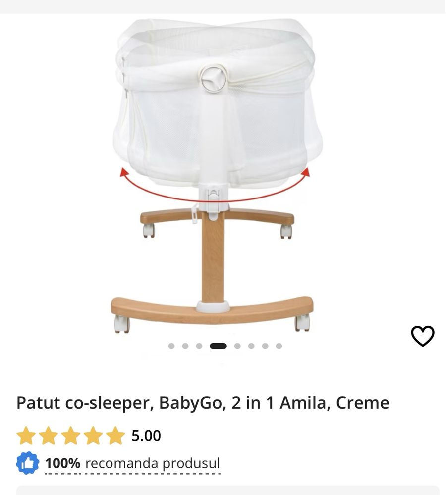 Patut co-sleeper, BabyGo, 2 in 1 Amila, Crem - nefolosit