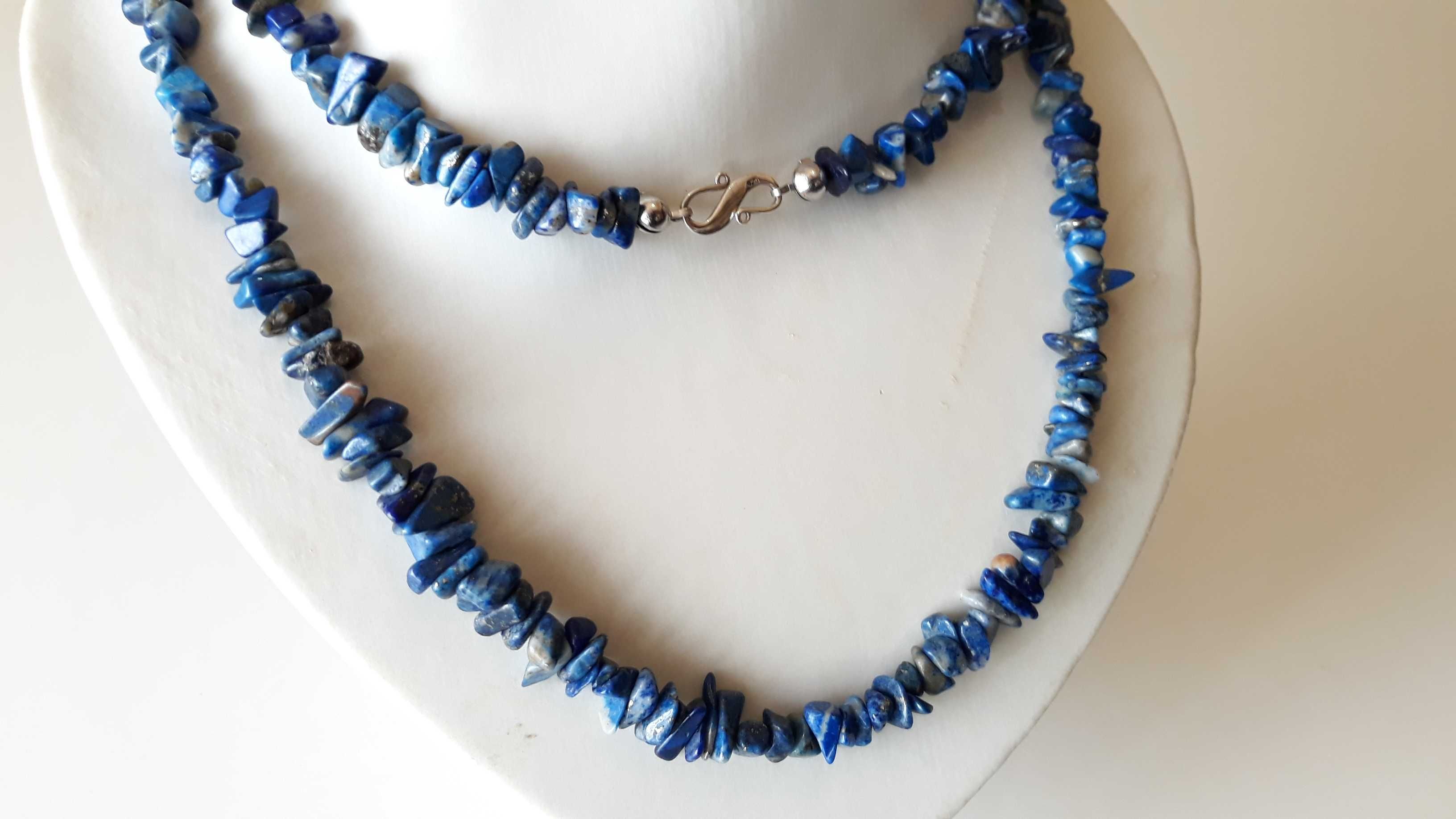 Colier lung Pietre Lapis Lazuli Lant cu inchizatoare argint 925