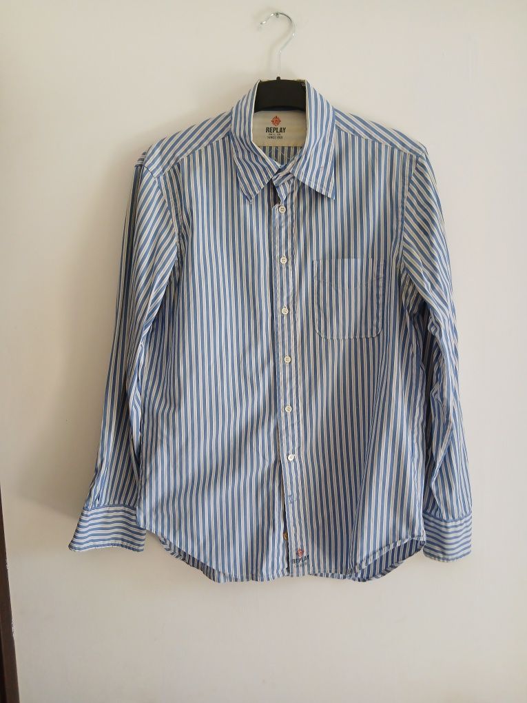 Camasa barbati in dungi marca Replay marime 44 sau XXL stare perfecta