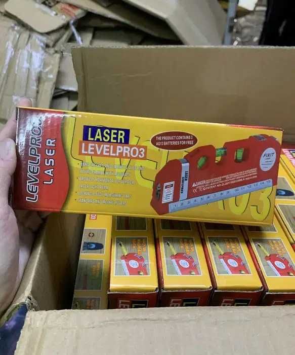 Лазерен нивелир за майстори Laser Level Pro 3 с ролетка 2,5 м, 3 лъча