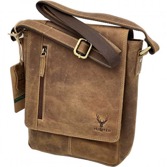Borsete Barbati Umar din Piele Naturala Hunter Vintage, Maro/Coniac