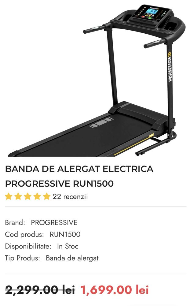 Banda de alergat electrica Progressive RUN 1500