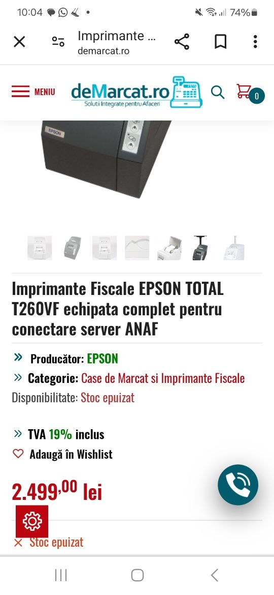 Vand Imprimanta Fiscala Epson Total T260VF