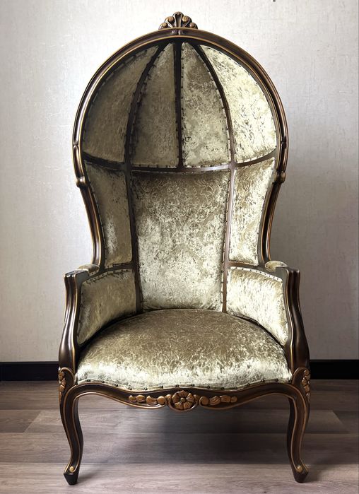 Роскошное кресло в стиле Людовика XV, дерево, бархат, ручная резьба