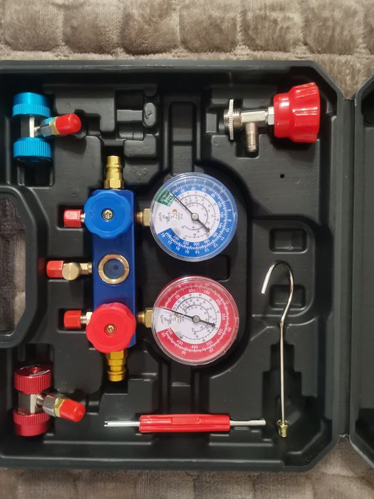 Trusa Set baterie manometre clima auto, Freon/AC R-134a R404a