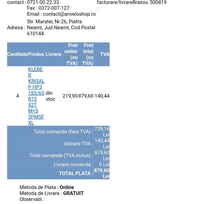 Cauciucuri iarna 185/65 R15 jante tabla si capace