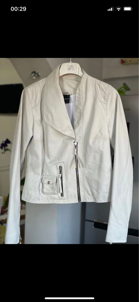 Geaca biker piele gri deschis Alpinstars