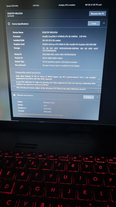 Laptop Asus ROG GL752VW
