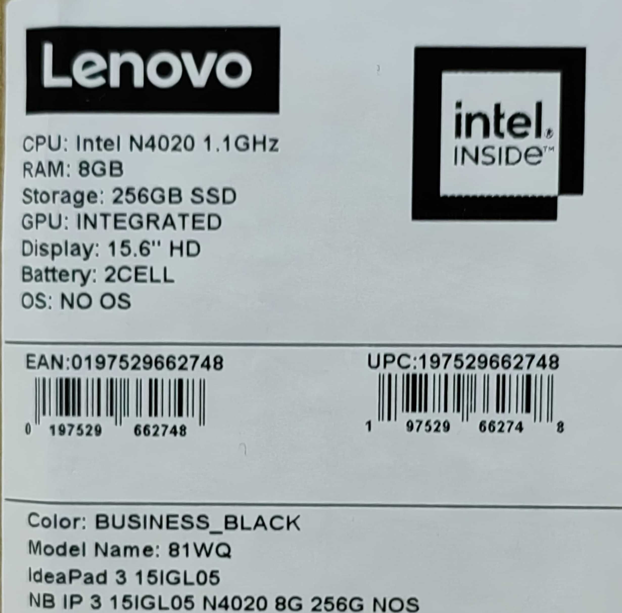 Новый ноутбук LENOVO IdeaPad 3