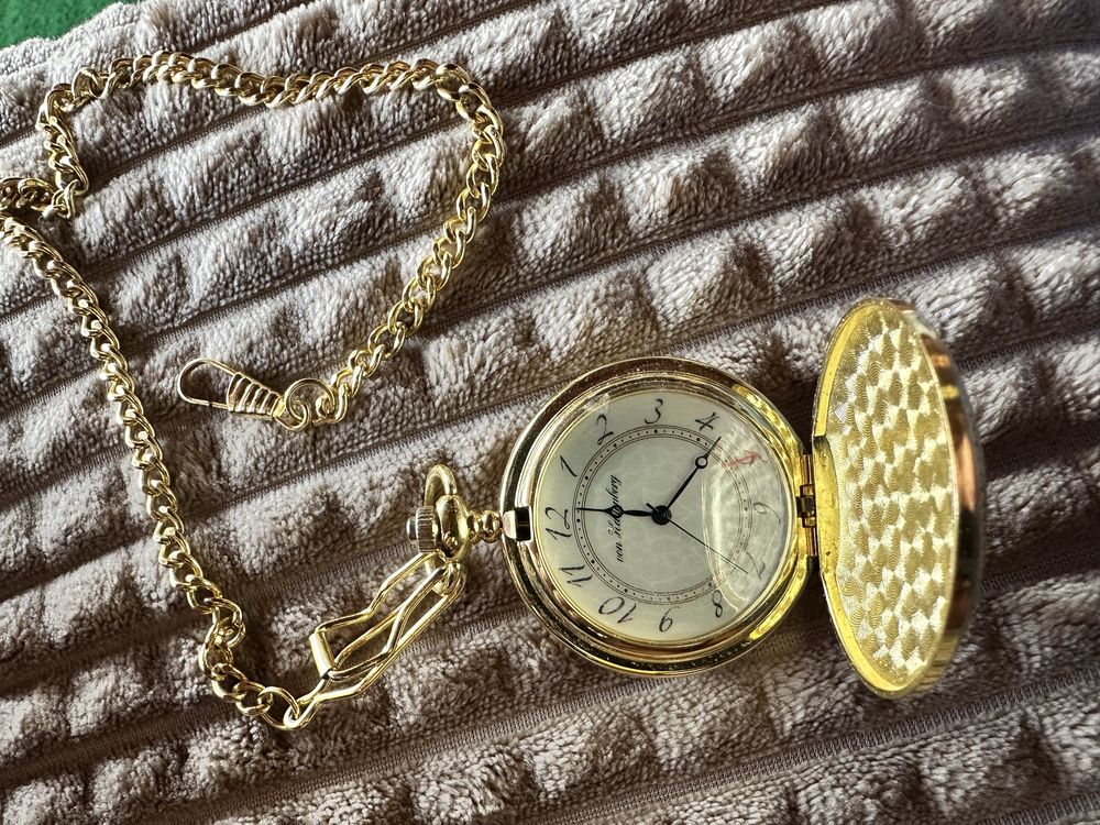 Ceas buzunar 47mm Quartz Von Hattenberg Gold Full Hunter 14"