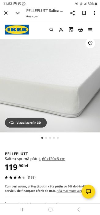 Patut Ikea 60x120 cm + saltea + 2huse