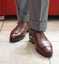Pantofi oxford de lux lucrati manual J. Bradford 43 piele naturala