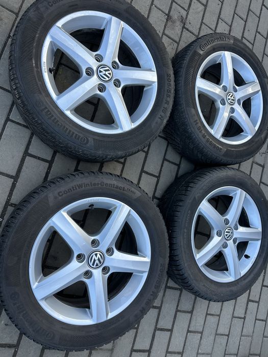 Set jante aliaj pe 16 originale vw cu cauciucuri iarna