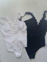 Costum de baie/ Body alb,  negru,  rosu