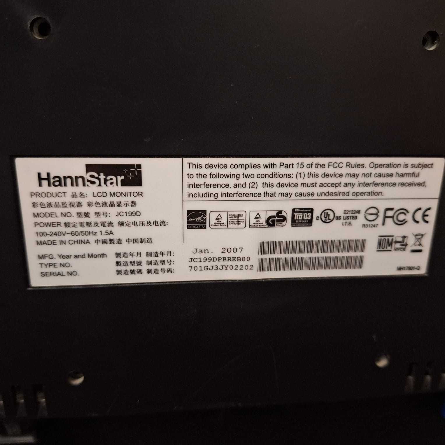 Monitor Hanns-G 19 Inch 60 Hz