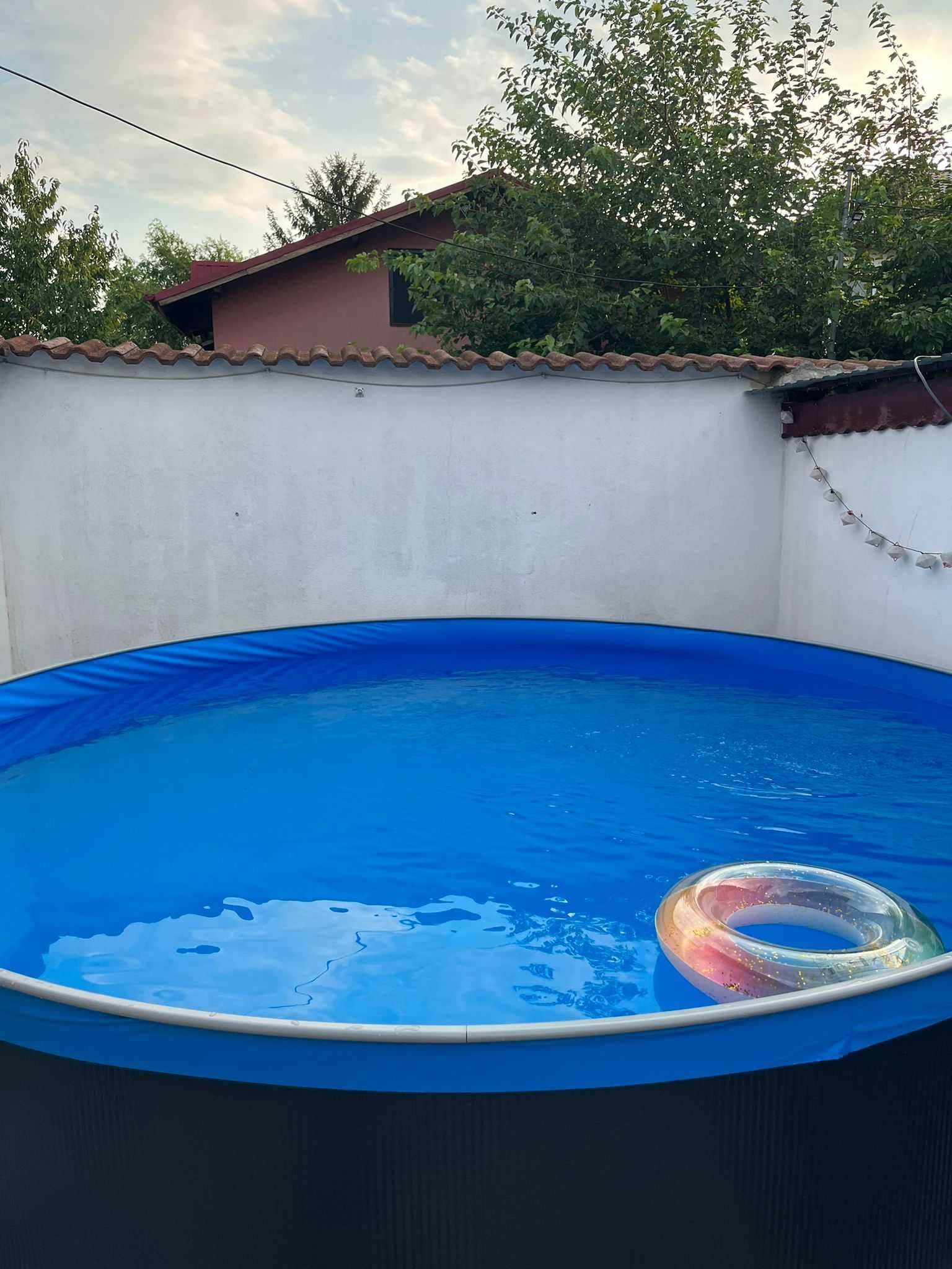 Piscina cu cadru metalic 350cm 90cm 7800l pompa filtrare skimmer scara