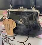 Vivienne Westwood - Croc leather frame purse/чантичка (Нова с етикет)