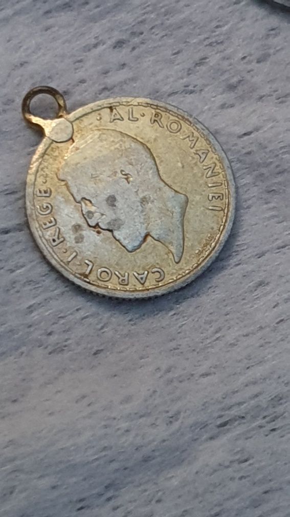 Medalion argint vechi moneda 50 bani 1912