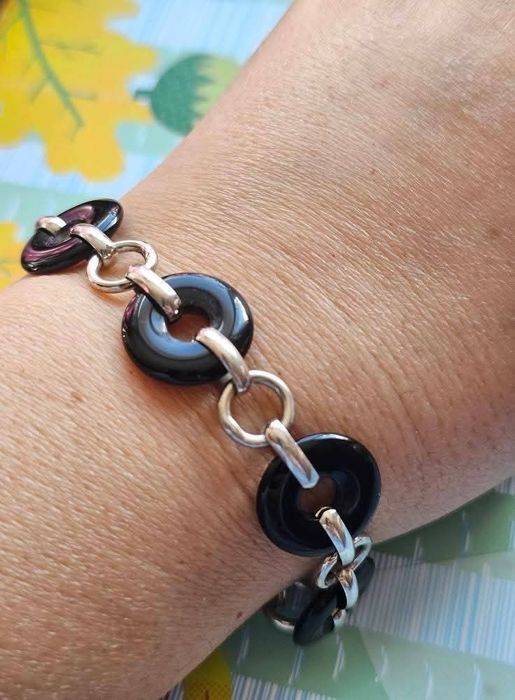 Красива сребърна гривна с Черен Оникс