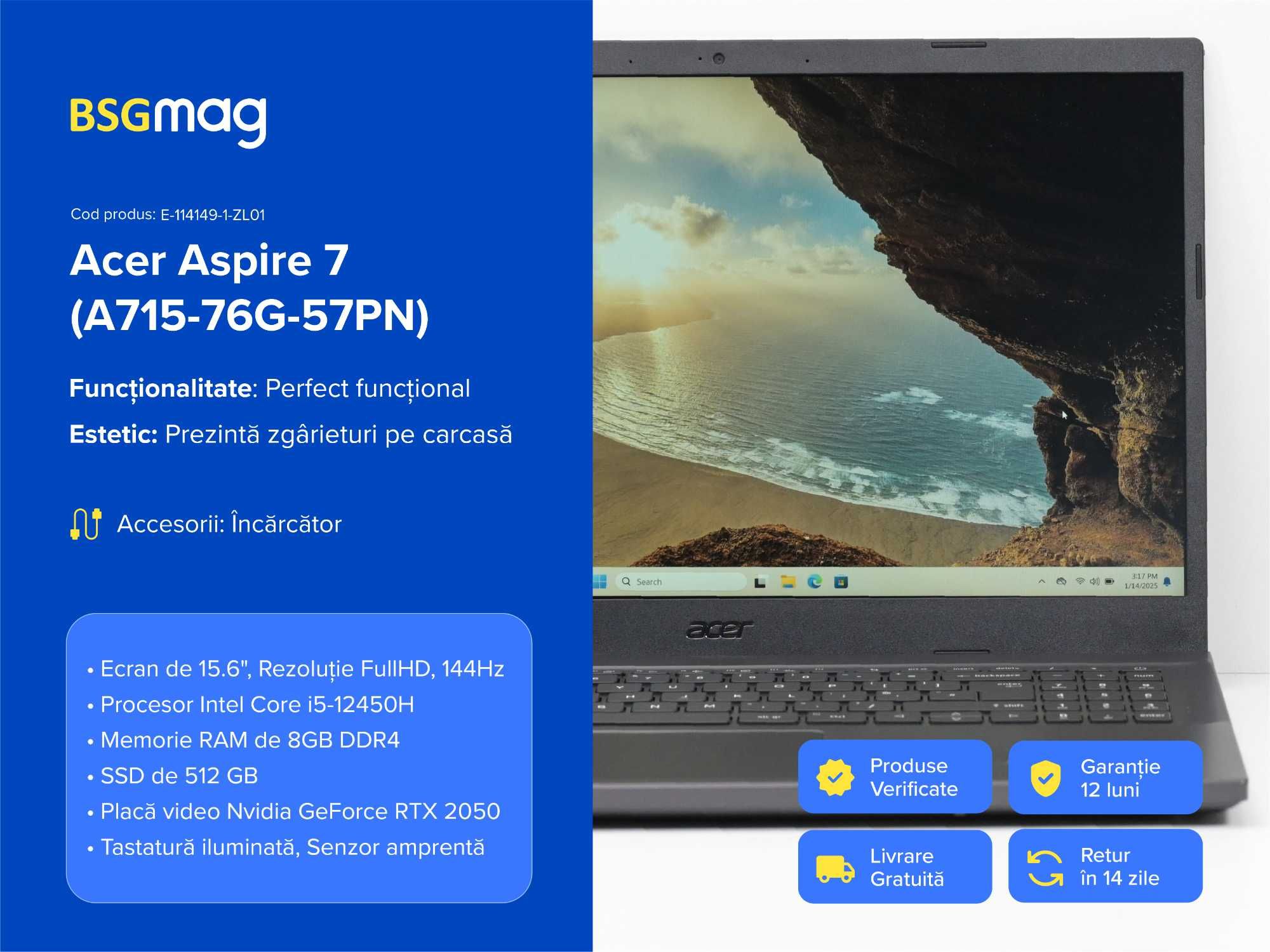 Laptop Acer Aspire 7 (A715-76G-57PN) - BSGmag