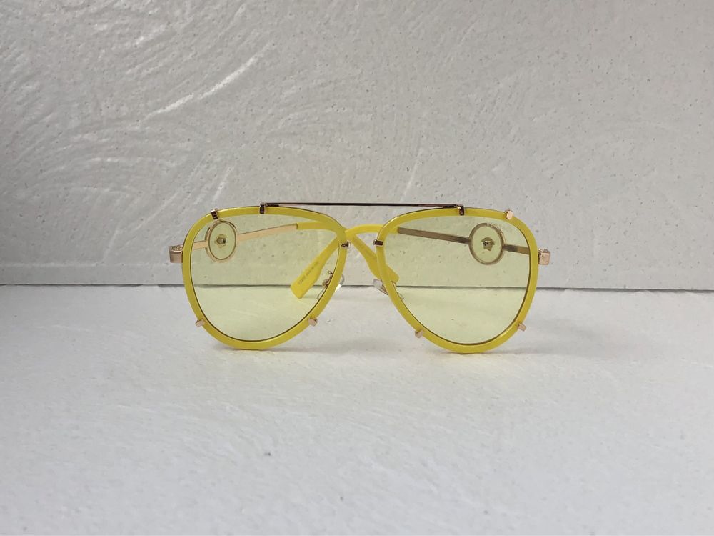 Versace Мъжки Дамски слънчеви очила авиатор черни кафяви жълти VE 2232