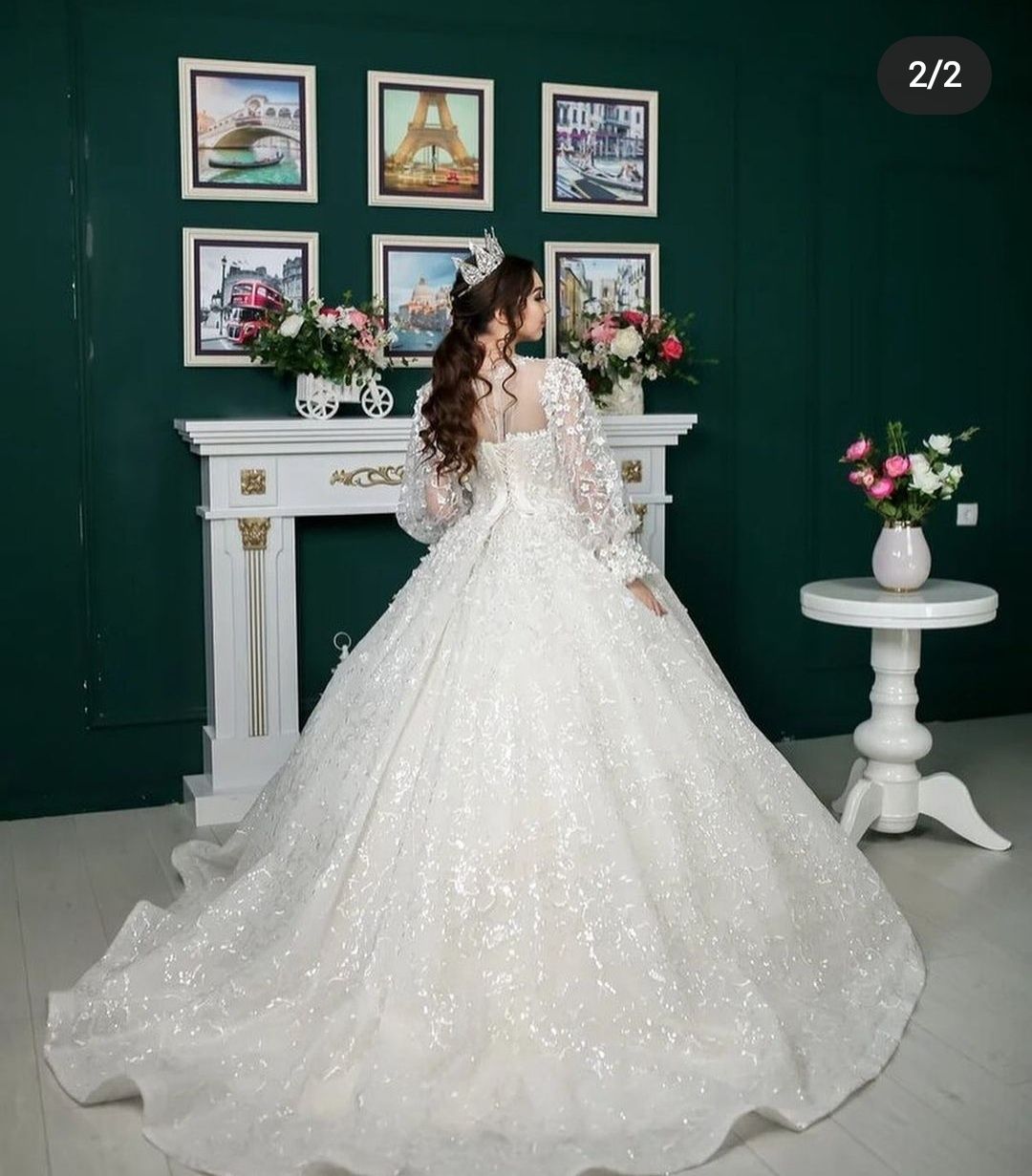 Свадебное платье с 3д цветочками