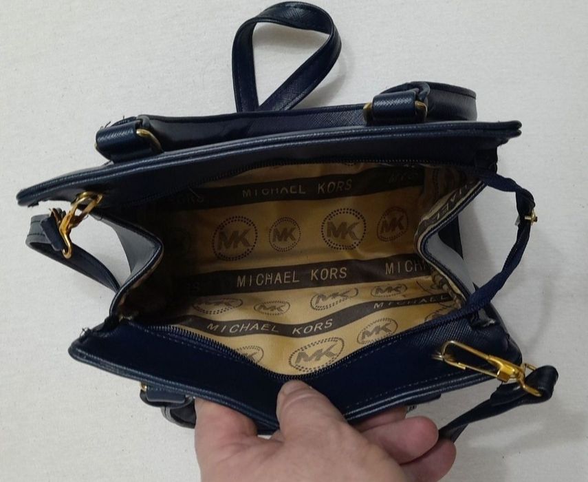 Geanta de umăr MICHAEL KORS, din piele bleumarin navy small