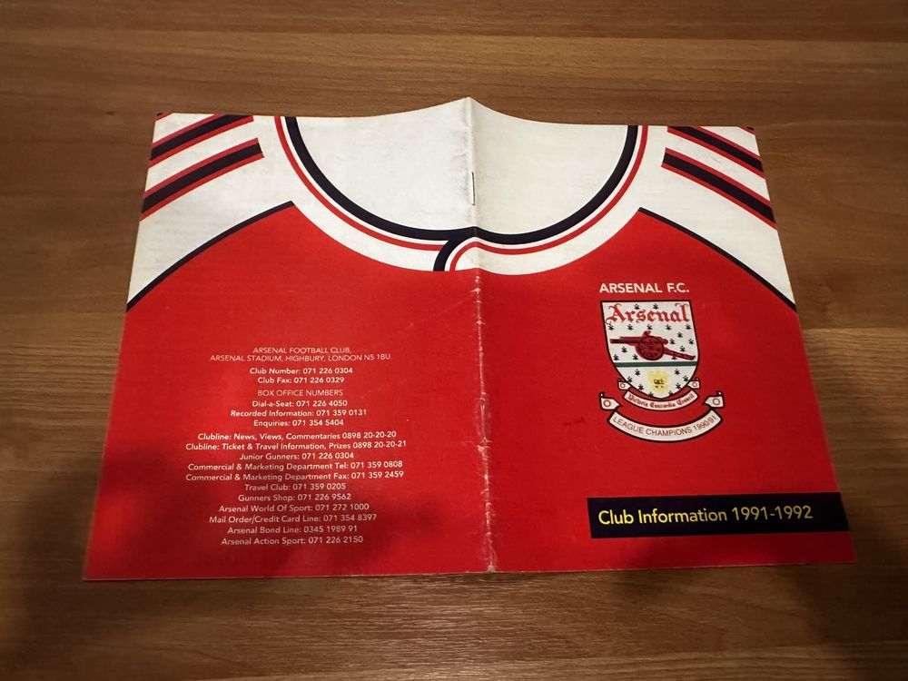 Програма на Арсенал, сезон 1991/92