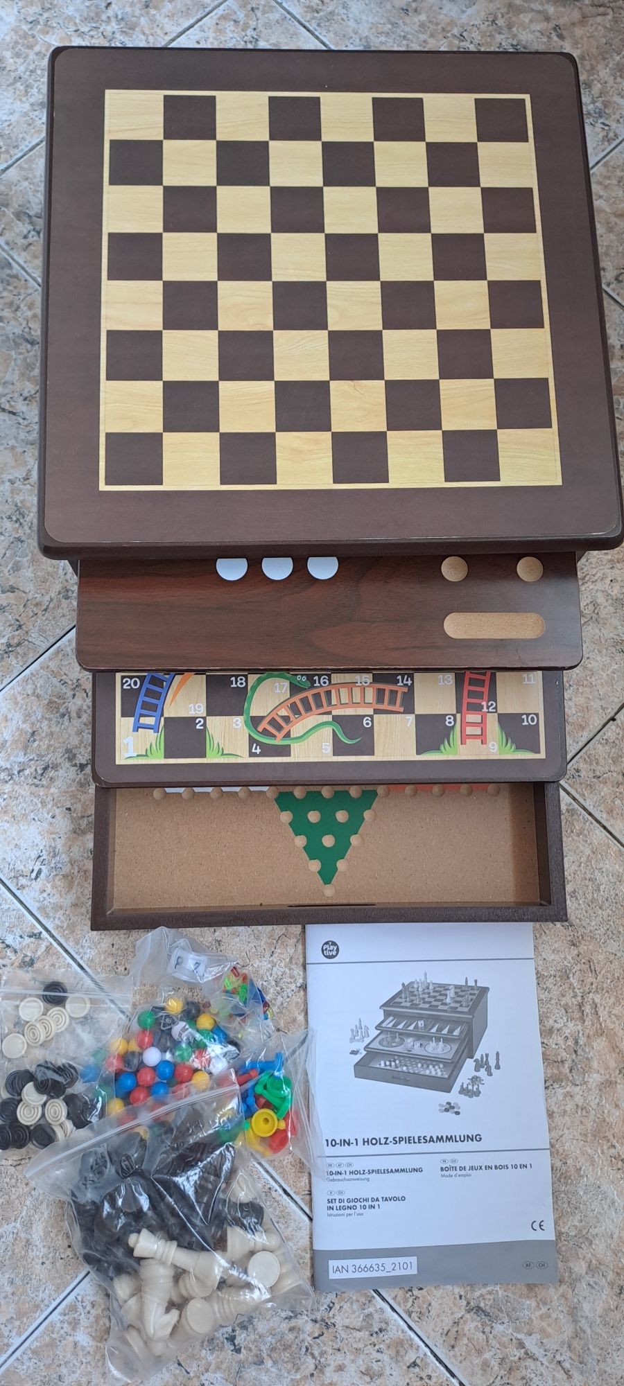 Дървен комплект игри 10 в 1