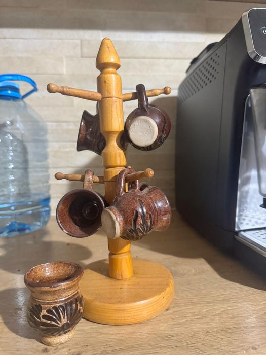 Set decorativ cescute traditionale pentru tuica din ceramica