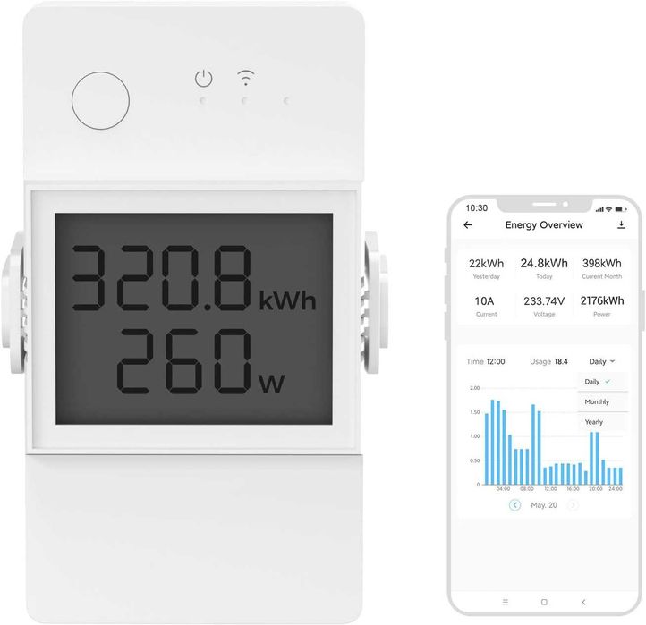 SONOFF POWR320D - 20А WiFi ключ за бойлер/печка с електромер
