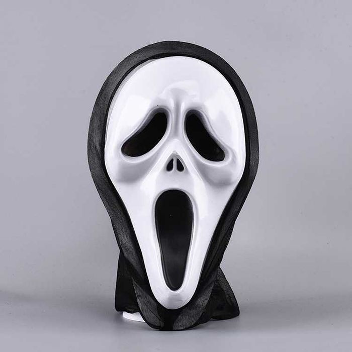 Masca Halloween Scream, cu glugă neagră, plastic rezistent, FABRILUX®