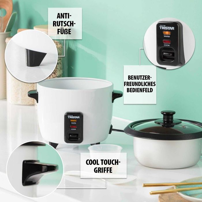 Уред за варене на ориз Tristar RK, защита от преваряване на сухо, 0.6л