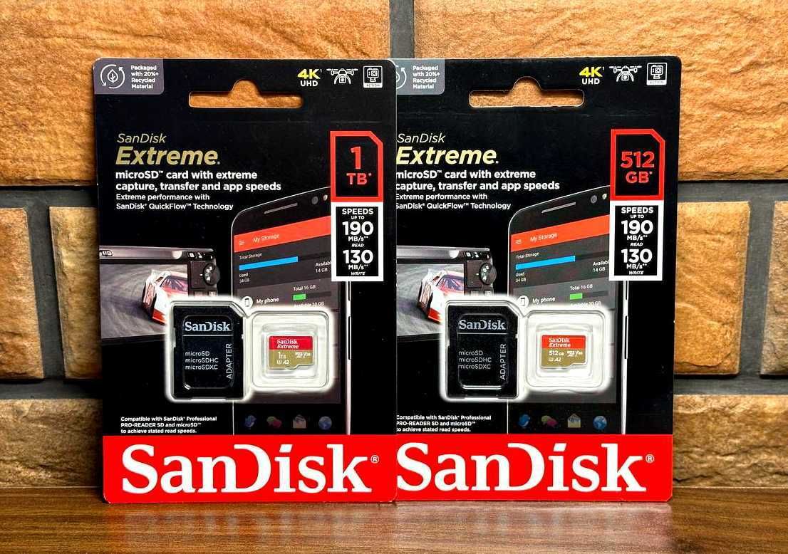 SanDisk Extreme microSD 512GB, 190MB/s 4K 5K | Доставка [Оригинал США]
