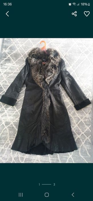 Дубленка натуральный мех чернобурка