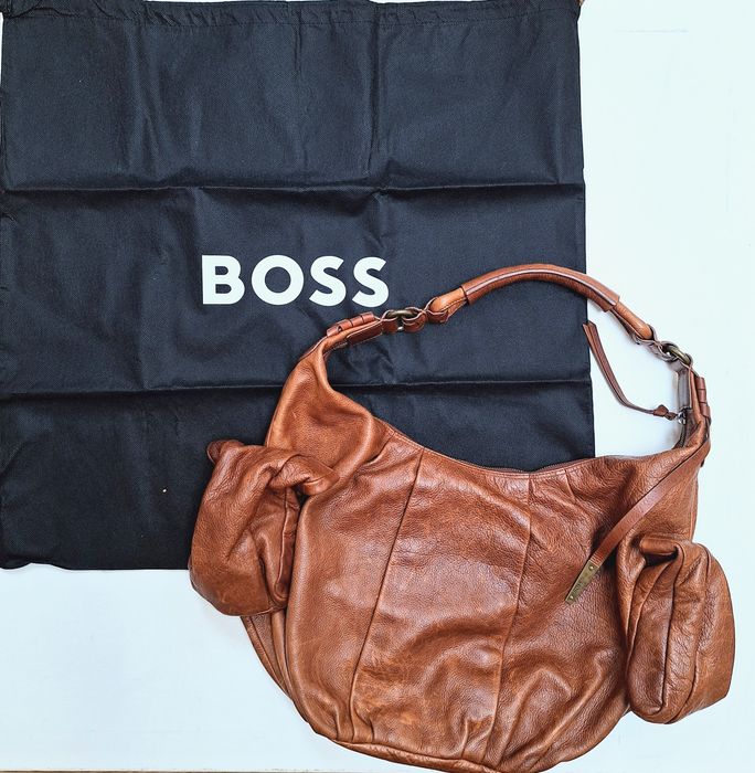 Hugo Boss оригинална чанта от естествена кожа