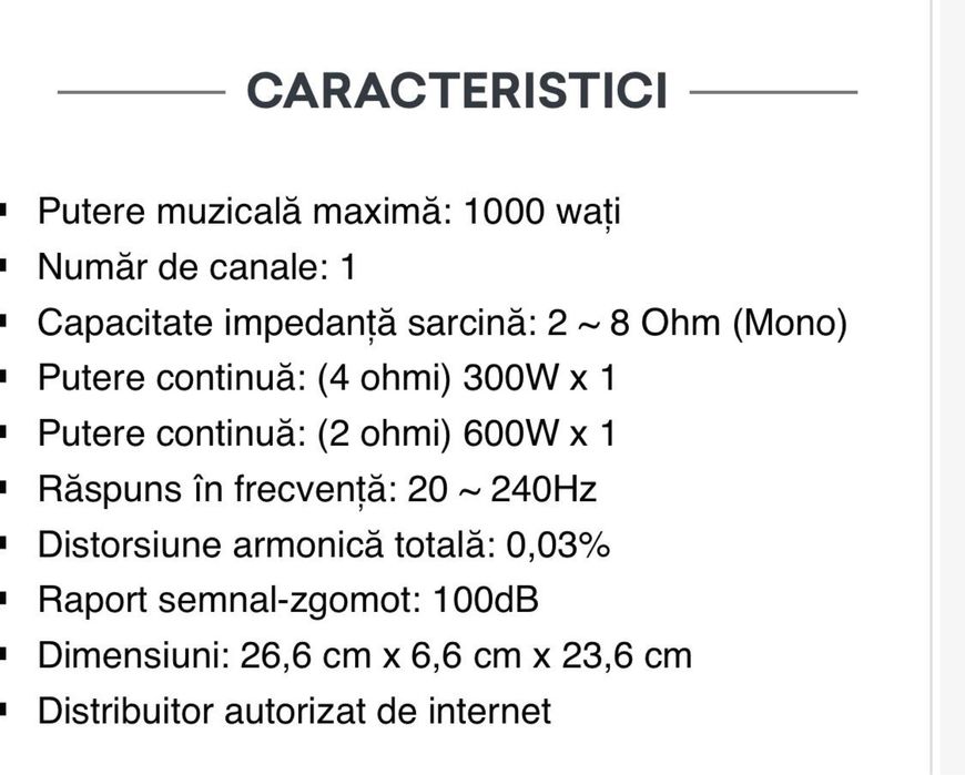 Amplificator auto Pioneer GM D510M,mono clasa D ,1000W