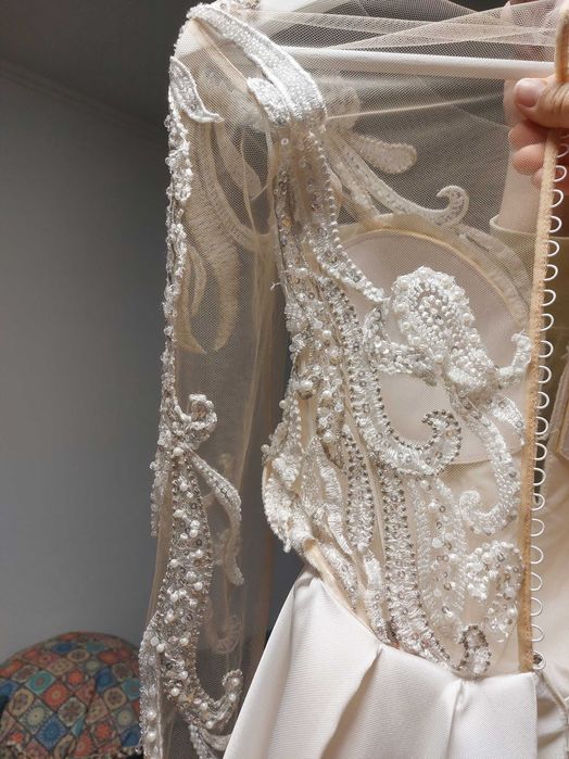 Vand rochie mireasa din tafta de matase+voal - Brand Christina Andrei