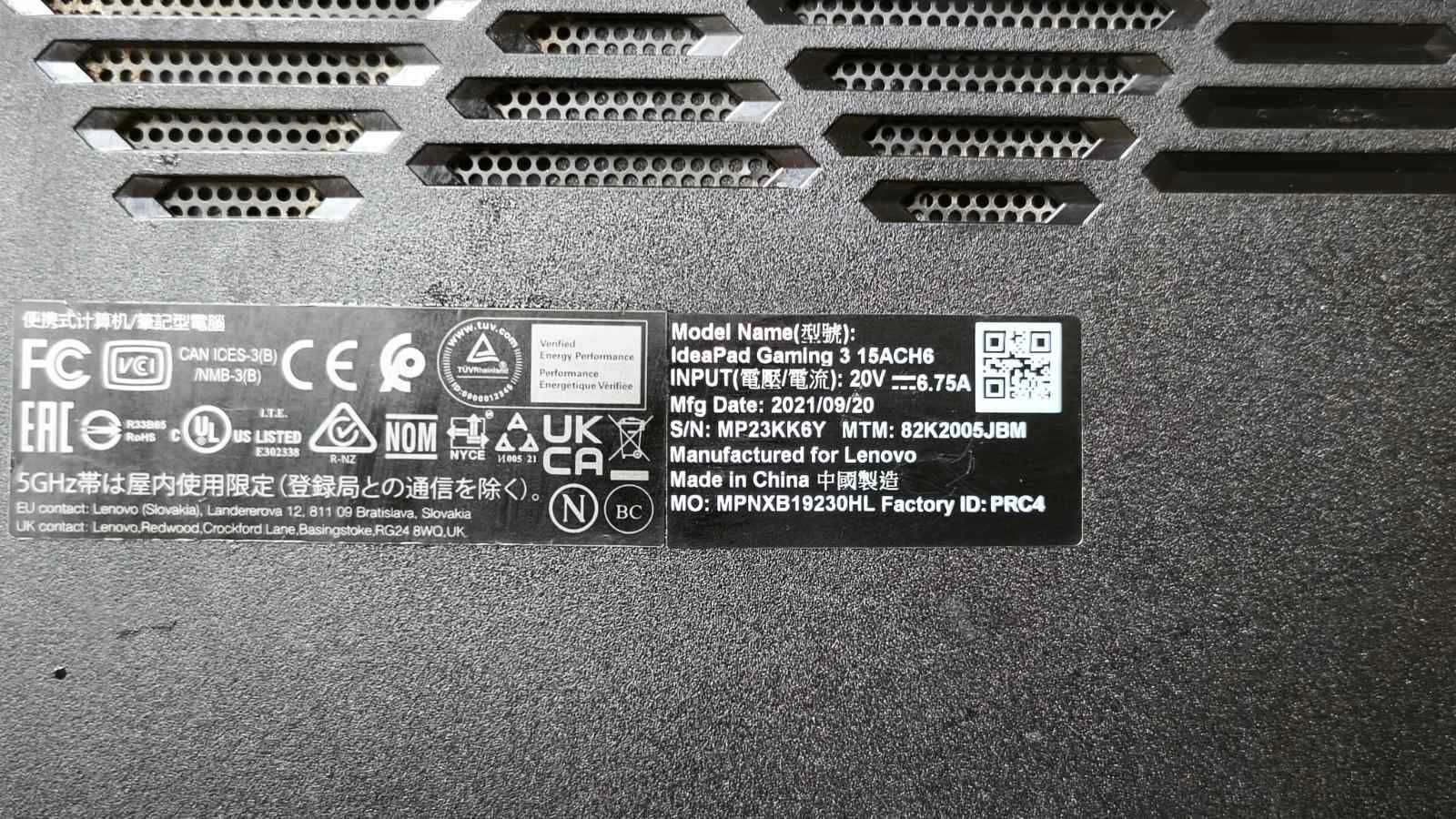 Продавам лаптоп Lenovo IdeaPad Gaming 3 15ACH6