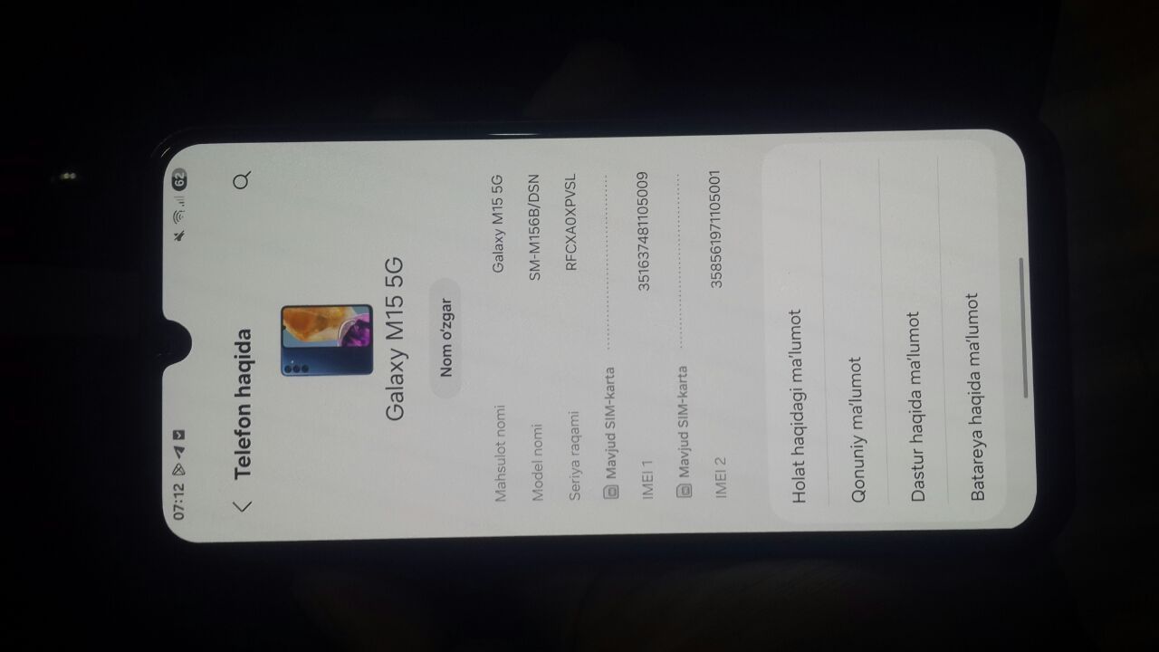 Samsung galaxy M15 5g 8/128 gb 6000maH