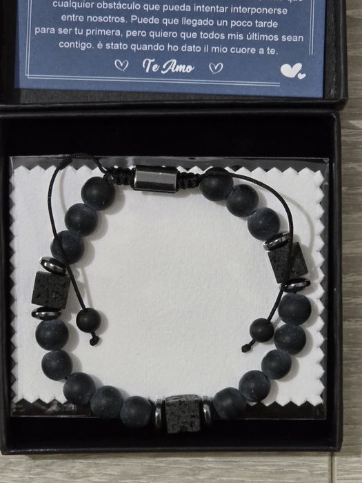 Brățară bărbați CheersLife din pietre naturale lavă neagră – reglabilă