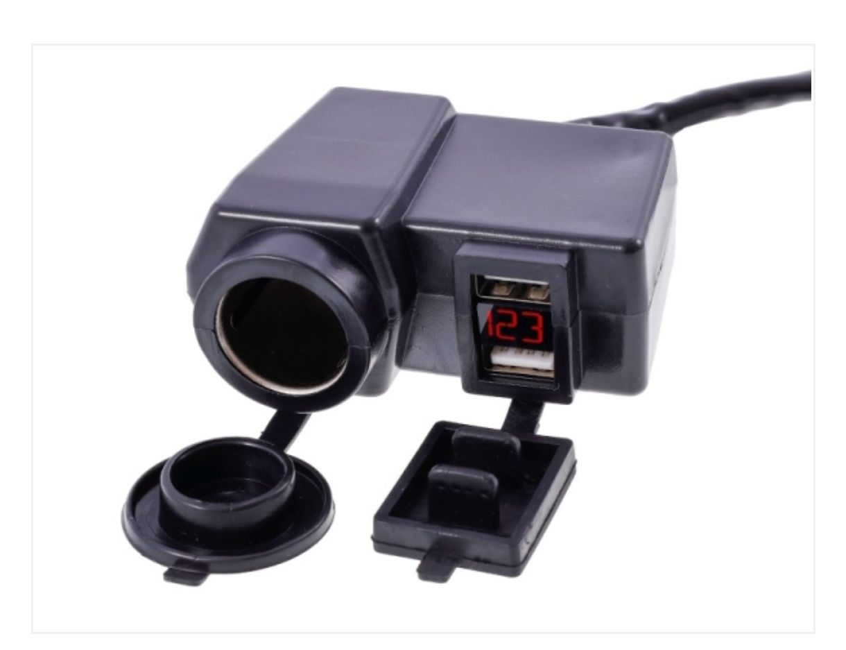Зарядно за мотор, 2бр. USB, 4.2A волтметър, ЕВРО букса за запалка