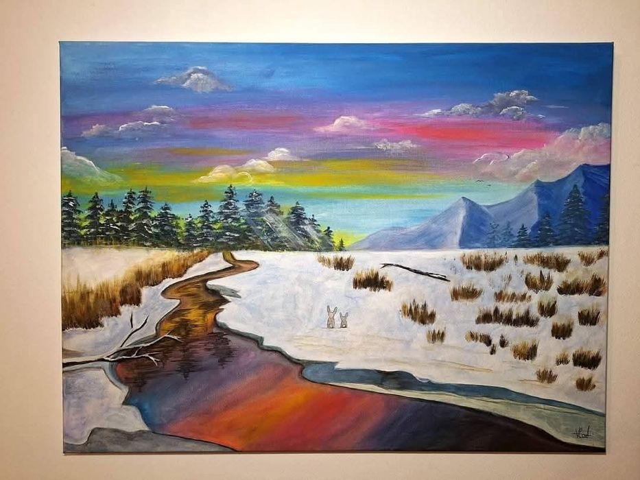 Vând tablouri pictate pe pânză cu acrilice și pastă texturată