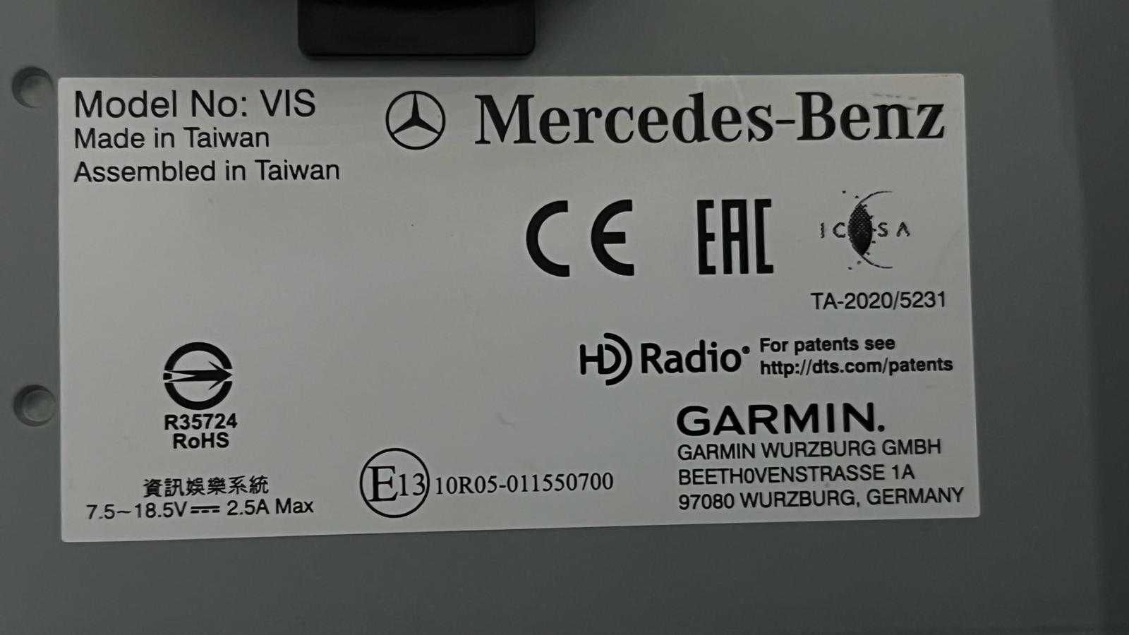 Radio player Mercedes Vito(w447) , Garmin , model 2020