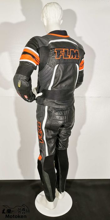 Costum moto piele FLM Diablo gri/negru portocaliu 52