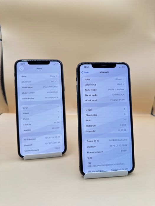 iPhone 11 Pro Max, memorie internă 64gb Procentaj baterie 88% /91%