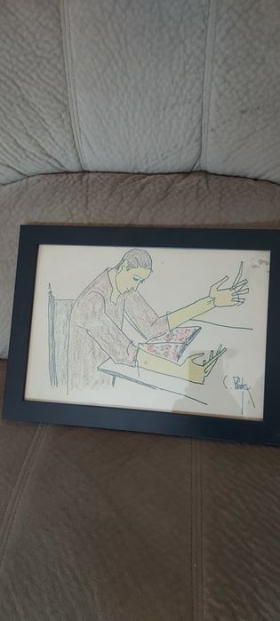 Tablou vechi, grafică, deosebit,semnat, de colecție.