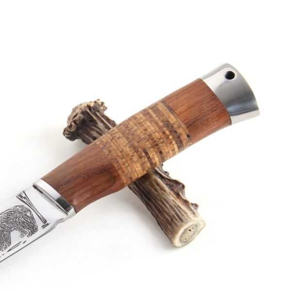 Ловен нож Охотник Мечка с кания (калъф) за носене на колан