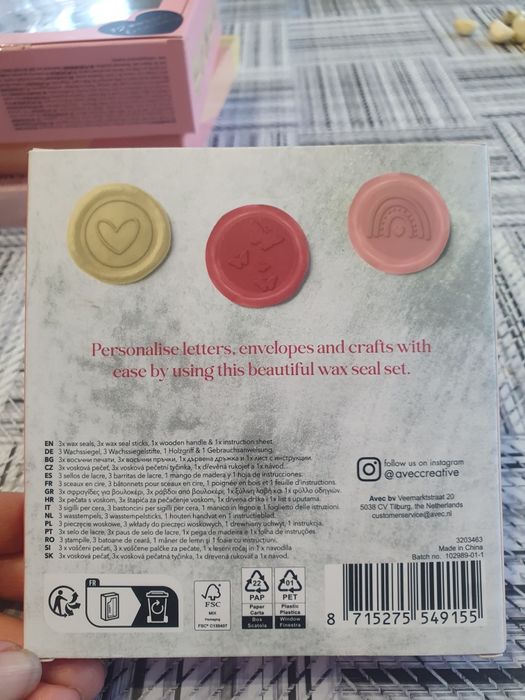 Комплект за восъчни печати, AVEC,  розов и червен
