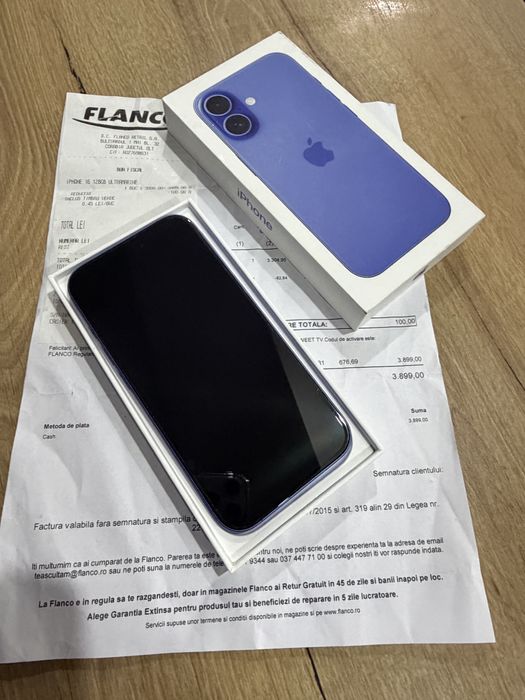 Iphone 16 128 gb ultra marine / factura achizitie